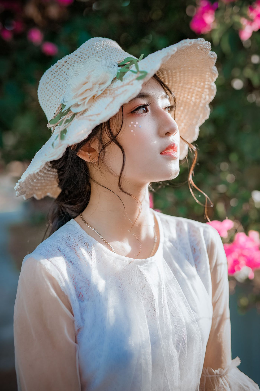 Portrait of a model in a black fashion look with clear face detail