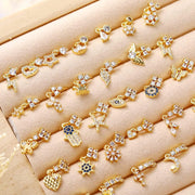30PCS 20g Dangle Nose Rings for Women L Shaped Gold Dangling Nose Piercings Studs Flower Heart Star Leaf Hoop Jewelry with Charm