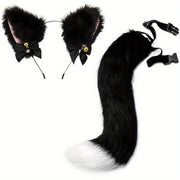 Cat three-piece set simulation animal ear plush headband cat ears cat tail a complete set of cosplay headband accessories fox suit