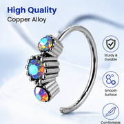 Copper Alloy Nose Rings Hoop Set, Silver Tone CZ Rhinestone Nose Hoops With Piercing Tool Kit, Fashion Body Jewelry Accessories For Women Men