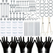 120PCS Stainless Steel Ear Stud & Body Jewelry Accessory Set, Unisex Style
