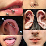 124PCS Bold Body Piercing Kit 316L Stainless Steel Finish Jewelry Set with 14G 16G 20G Accessory Pieces, White Gloves, Piercing Clamps - Everyday Styling DIY Supplies for Ear Nose Septum Belly Lip