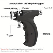 Complete Ear & Nose Piercing Gift Set: 1 Reusable Black Gun + 18pcs Body Jewelry (Stainless Steel Earrings & 14K Gold Nose Hoops) - Easy-to-Style DIY Piercing Tool for Beginners - Christmas Present