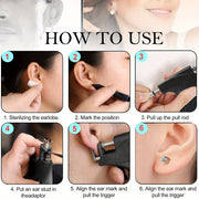 Bold ear piercing gun kit, equipped with 20 pairs of medical stainless steel finish stainless steel gun nail earrings, suitable for home use in body, nose and lip salons