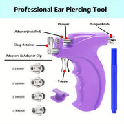 Bold ear piercing gun kit, equipped with 20 pairs of medical stainless steel finish stainless steel gun nail earrings, suitable for home use in body, nose and lip salons