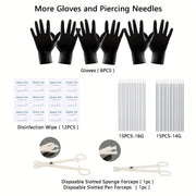 120PCS Stainless Steel Ear Stud & Body Jewelry Accessory Set, Unisex Style