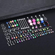 120PCS Stainless Steel Ear Stud & Body Jewelry Accessory Set, Unisex Style