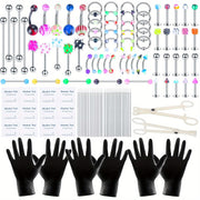 120PCS Stainless Steel Ear Stud & Body Jewelry Accessory Set, Unisex Style