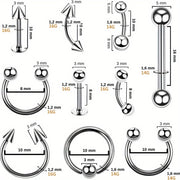 124PCS DIY Bold Body Piercing Kit Starter Set, Stainless Steel Piercing Jewelry Hoop Studs with Easy-to-Style Piercing Gun Tool, Accessory Pieces, Clamps for Cartilage Tragus Nose Septum