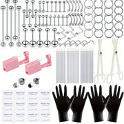 120PCS Stainless Steel Ear Stud & Body Jewelry Accessory Set, Unisex Style