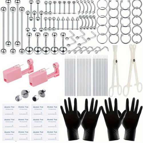 
  
    120PCS Stainless Steel Ear Stud & Body Jewelry Accessory Set, Unisex Style
  
