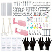 135PCS Stainless Steel Ear Stud & Body Jewelry Accessory Set, Unisex Style