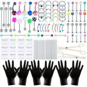 135PCS Stainless Steel Ear Stud & Body Jewelry Accessory Set, Unisex Style