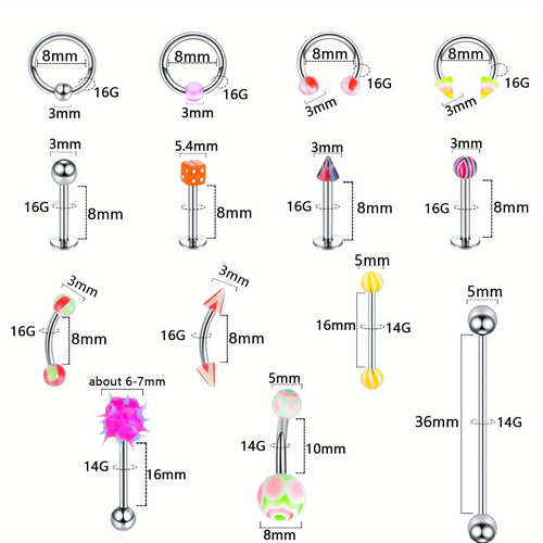 
  
    130PCS Stainless Steel Ear Stud & Body Jewelry Accessory Set, Unisex Style
  
