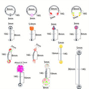 140PCS Body Piercing Kit - 14G & 16G Stainless Steel Finish Piercing Jewelry Set - Includes BCR, CBR, Labret Rings, Cartilage Earrings, Daith Rings, Nose Septum Rings, Nose Studs, Belly Button Rings, Smiley Piercing, and More - Bold Body Jewelry Kit