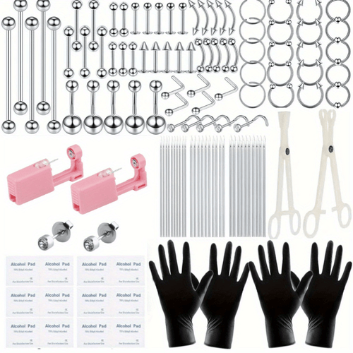 
  
    120PCS Stainless Steel Ear Stud & Body Jewelry Accessory Set, Unisex Style
  
