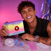 Men's Smile Gem Decoration Set, Assorted Crystal Charms with Applicator Tools, Fashion Accessory Kit