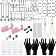 126PCS Stainless Steel Ear Stud & Body Jewelry Accessory Set, Unisex Style