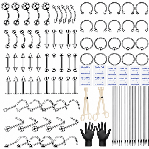 
  
    104PCS Body Septum Piercing Kit with 14G/16G/20G Piercing Accessory Pieces Piercing Jewelry and Tool Set for Ear Nose Belly Button Nipple Lip Cartilage Eyebrow Tongue Navel Piercing Kit for All Piercings
  
