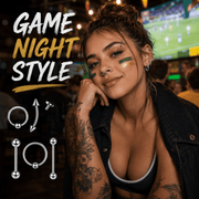 Match Day Body Piercing Jewelry Set, Stainless Steel Nose Rings, Lip Rings, Eyebrow Barbells, Cartilage Hoops & Studs, Silver Tone Accessories For Soccer Fans