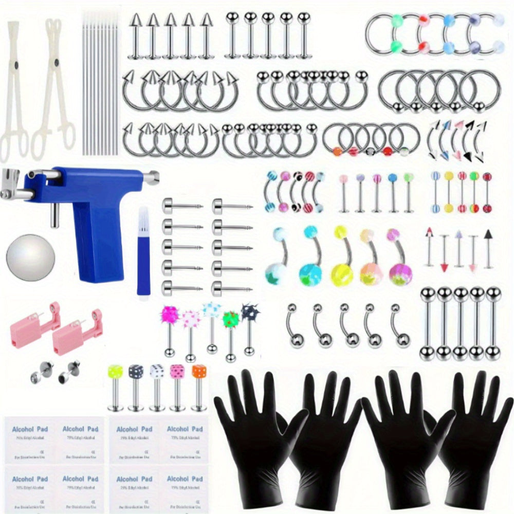 160PCS Ear Stud & Body Jewelry Accessory Set, Unisex Style