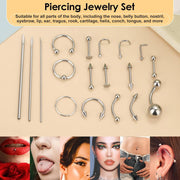 104PCS Body Septum Piercing Kit with 14G/16G/20G Piercing Accessory Pieces Piercing Jewelry and Tool Set for Ear Nose Belly Button Nipple Lip Cartilage Eyebrow Tongue Navel Piercing Kit for All Piercings