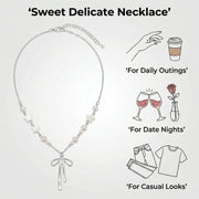 Zinc Alloy Bow Pendant Choker - Faux Pearl & Star Beads, Y2K Style