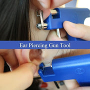 Bold piercing kit, including a black bold piercing gun, a blue piercing gun, a pink nose piercing tool, a reusable ear piercing gun, 20 pairs of earrings, and nose/body piercing tools.