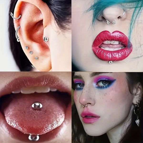 117pcs Bold Piercing Kit, with 84pcs Human Septum Piercing Kit And 33pcs Ear Piercing Kit, Style-Readyty Ear And Nose Piercer, Easy-to-Style Self Piercing Tool for Ears And Septum, Comfort Styling Accessory Pieces.