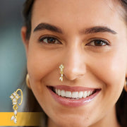 30PCS 20g Dangle Nose Rings for Women L Shaped Gold Dangling Nose Piercings Studs Flower Heart Star Leaf Hoop Jewelry with Charm
