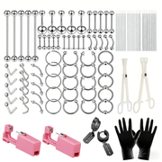 124PCS Stainless Steel Ear Stud & Body Jewelry Accessory Set, Unisex Style