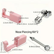 4pcs Self-Piercing Kitwith Built-in Nose Staple&33pcs Bold Ear Piercing Kit - Style-Ready And Easy To Operate, Convenient For Home Use, Unscented, And Valentine'S Day Giftware.