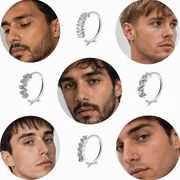 Copper Alloy Nose Rings Hoop Set, Silver Tone CZ Rhinestone Nose Hoops with Piercing Tool Kit, Fashion Body Jewelry Accessories for Men