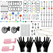 140PCS Body Piercing Kit - 14G & 16G Stainless Steel Finish Piercing Jewelry Set - Includes BCR, CBR, Labret Rings, Cartilage Earrings, Daith Rings, Nose Septum Rings, Nose Studs, Belly Button Rings, Smiley Piercing, and More - Bold Body Jewelry Kit