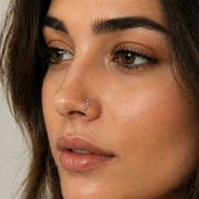 Copper Alloy Nose Rings Hoop Set, Silver Tone CZ Rhinestone Nose Hoops With Piercing Tool Kit, Fashion Body Jewelry Accessories For Women Men