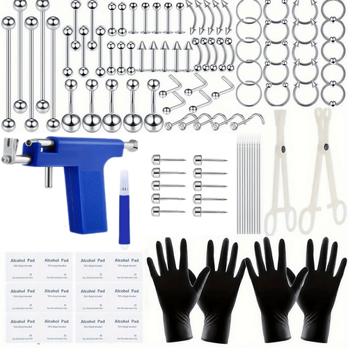 
  
    124PCS Stainless Steel Ear Stud & Body Jewelry Accessory Set, Unisex Style
  
