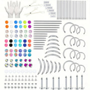 182PCS Bold Body Piercing Kit, 14G 16G Stainless Steel Piercing Barbells Horseshoes Replacement Balls Piercing Accessory Pieces Kit for All Piercings Nose Ear Lip Belly Tongue Nipple