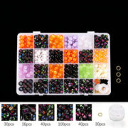 521PCS Gothic Jewelry Making Bead Kit - Skull & Alphabet Beads, 10m Elastic String