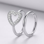 22Pcs Stainless Steel Nose Rings Studs Set for Women Men, L Shaped Nose Studs Bone Screw Nose Hoops 20G Piercing Jewelry Butterfly Heart Flower CZ Inlaid