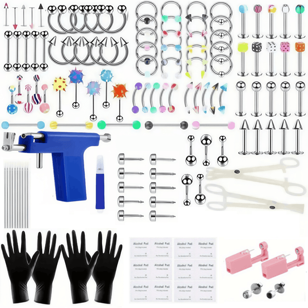 160PCS Ear Stud & Body Jewelry Accessory Set, Unisex Style