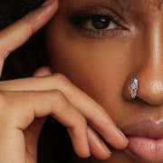 11PCS Copper Alloy Nose Studs Set For Women With Blue Zirconia, Mixed Flower Butterfly Heart Shape Nostril Piercing Jewelry, Dainty L-Shaped Nose Rings Pack