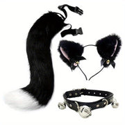 Cat three-piece set simulation animal ear plush headband cat ears cat tail a complete set of cosplay headband accessories fox suit