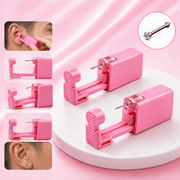 Men's DIY Ear Nose Piercing Tool Kit With Stainless Steel Studs Hoops Cross Lightning Dangle Rings Home Body Jewelry Set For Guys