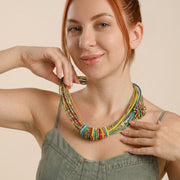 Multilayer Acrylic Seed Bead Necklace - Colorful Boho Choker