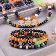 521PCS Gothic Jewelry Making Bead Kit - Skull & Alphabet Beads, 10m Elastic String