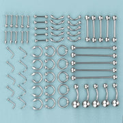 120PCS Stainless Steel Ear Stud & Body Jewelry Accessory Set, Unisex Style