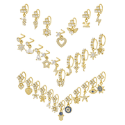 30PCS 20g Dangle Nose Rings for Women L Shaped Gold Dangling Nose Piercings Studs Flower Heart Star Leaf Hoop Jewelry with Charm