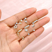 18PCS Dangle Nose Ring L Shaped Dangling Nose Stud Nose Ring Hoop Indian Nose Piercing Jewelry with Charm