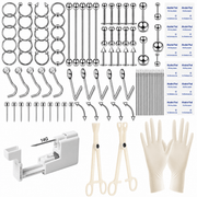 Mixed Body Piercing Jewelry & Tool Kit Advanced 14G Piercer Captive Bead Rings Spiked Barbells L-Shaped Nose Studs Supply