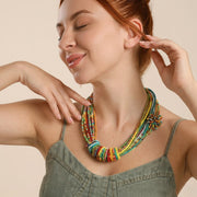 Multilayer Acrylic Seed Bead Necklace - Colorful Boho Choker